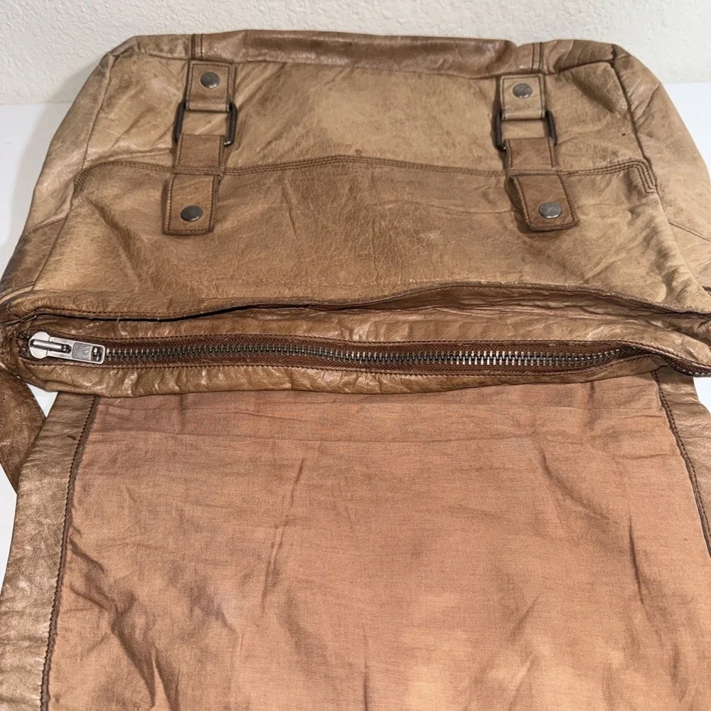 Vintage Hollies Stockholm  Leather Messenger Bag Distressed Tan Patinaed BOHO